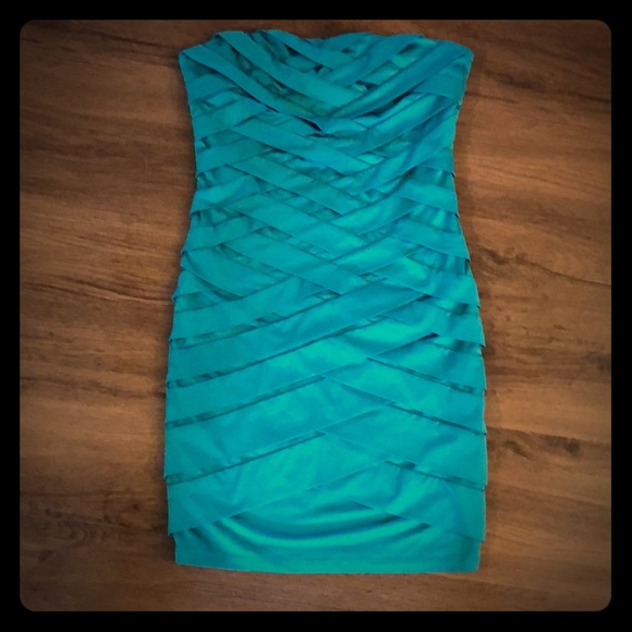 Teal strapless Nikibiki dress size small - Picture 2 of 4